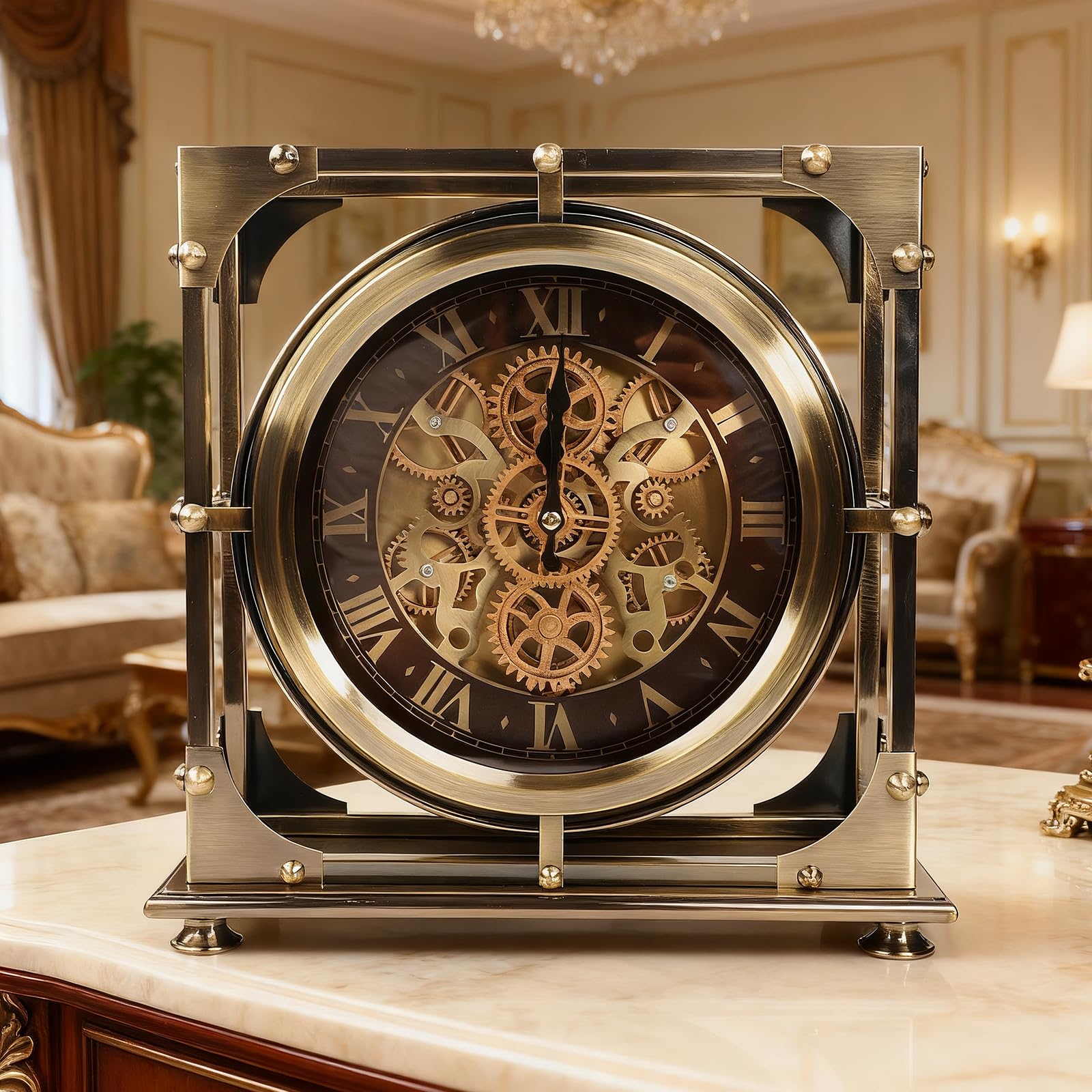 Amazon.com: DORBOKER Moving Gears Desk Clock, Mantle Clock